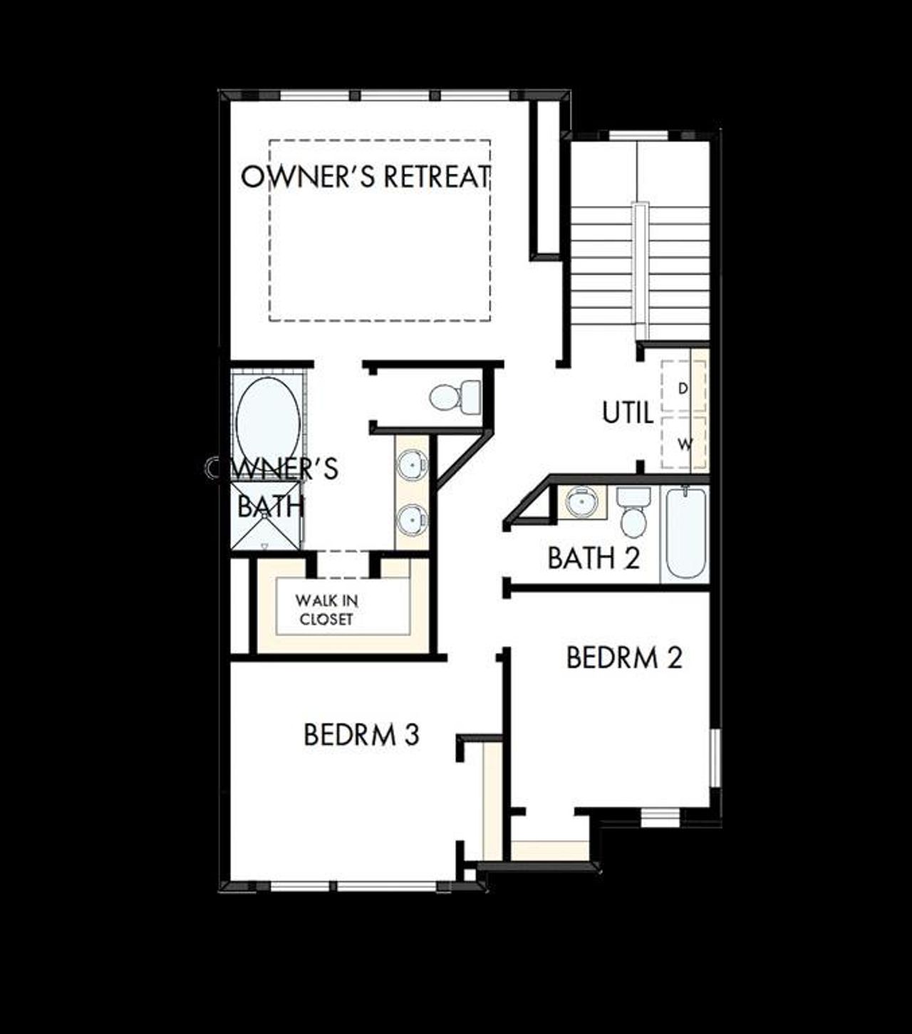2D floor plan layout of this home in Trails at Waterside - Villas Series, Fort Worth, TX (Image 2).