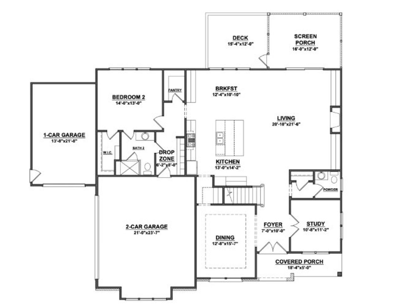 2D floor plan layout for the Abigail Elizabeth by Triple A Homes in McLaurin Farms, Fuquay Varina, NC (Image 2).