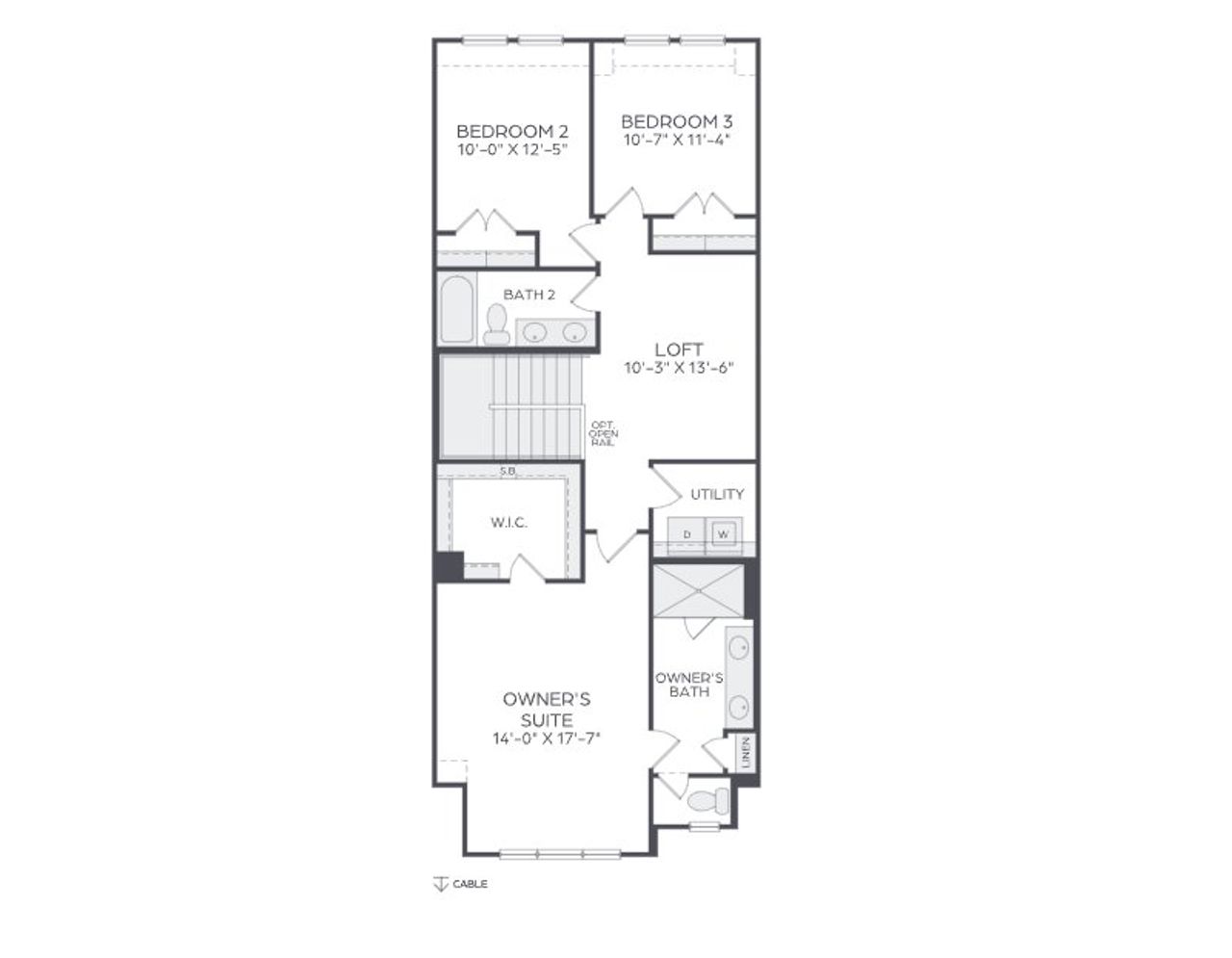 2D floor plan layout for the Natalie by Cadence Homes in Karis, Crowley, TX (Image 2).