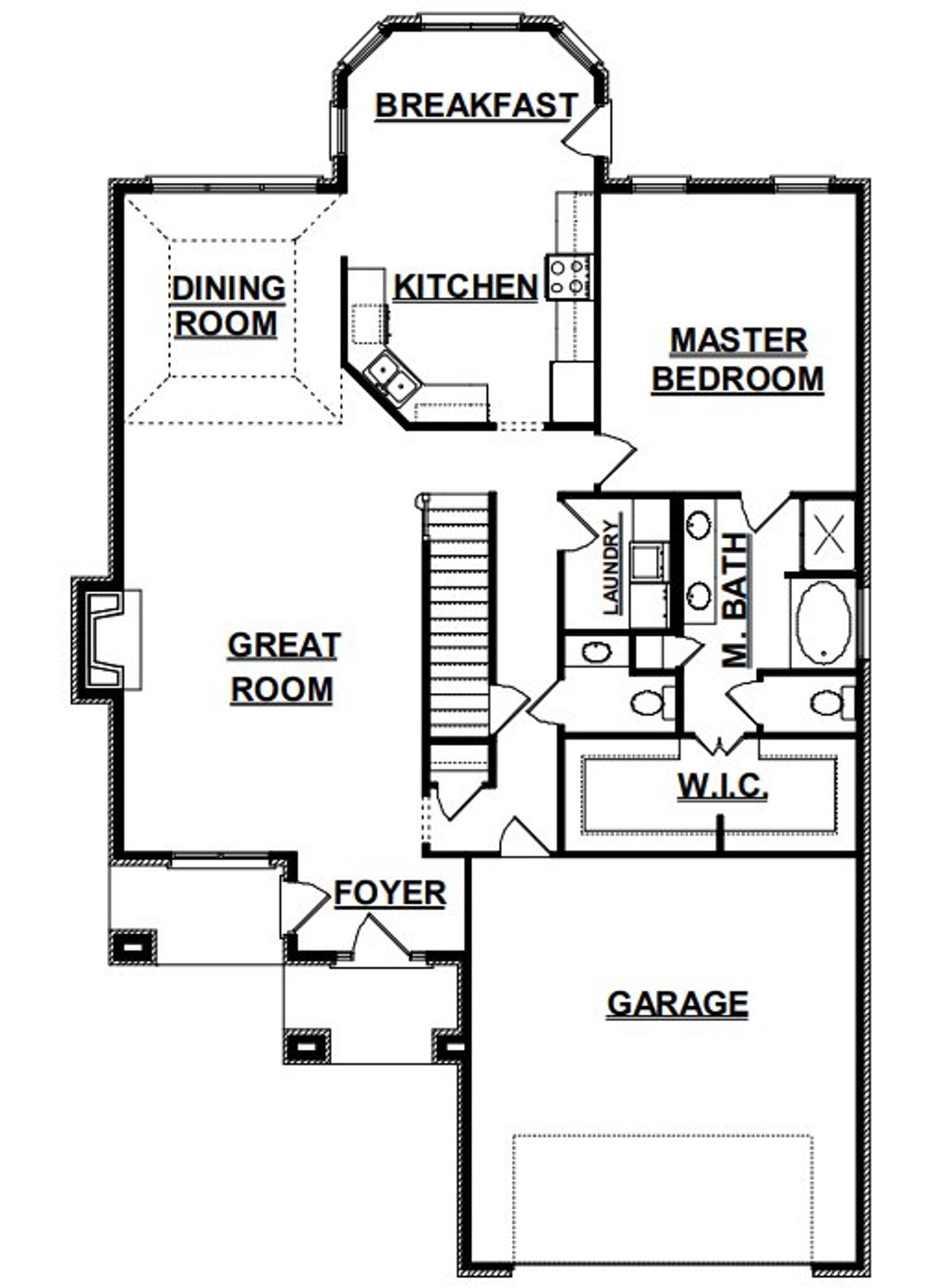 2D floor plan layout for the The Amesbury by Sentinel Builders, Inc. in Joshua’s Landing, Knoxville, TN (Image 2).