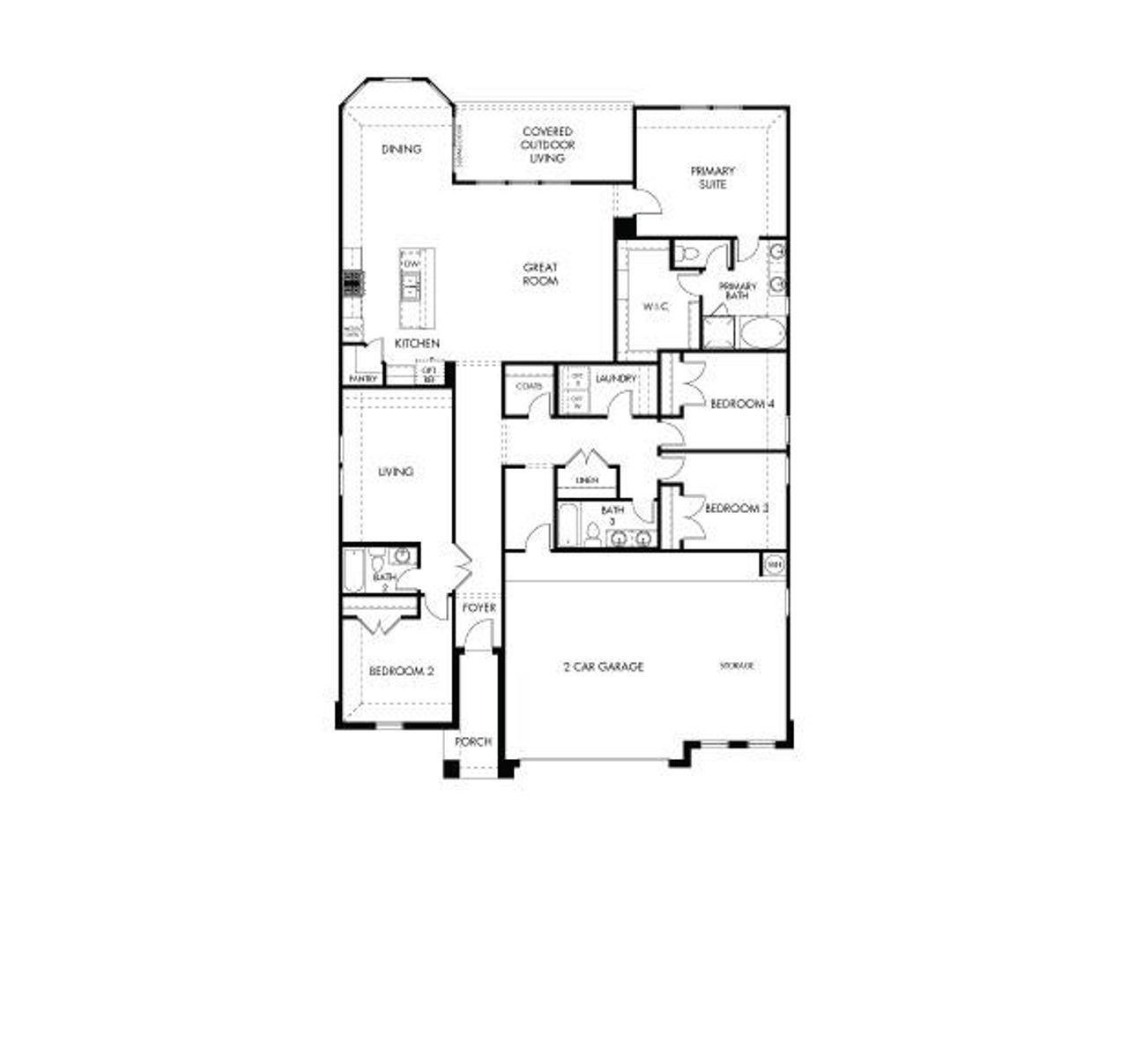 2D floor plan layout of this home in Opal Meadows, Kyle, TX (Image 2).