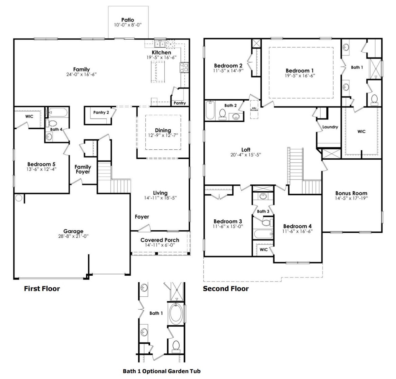 2D floor plan layout for the WESTERLY by D.R. Horton in Shell Pointe, Gilbert, SC (Image 2).