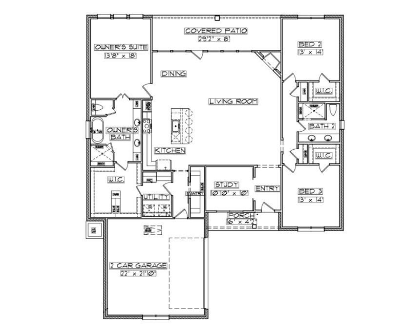 2D floor plan layout of this home in , Fort Worth, TX (Image 2).