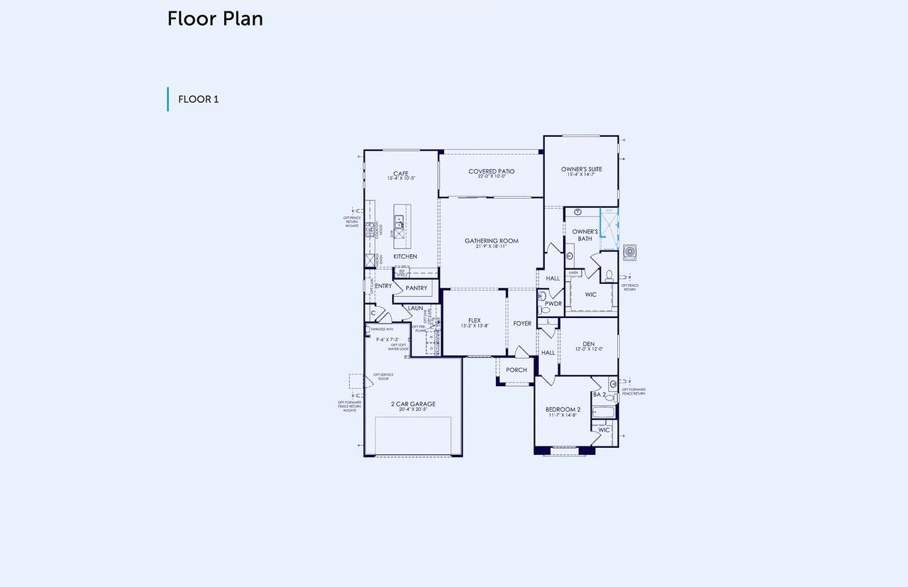 2D floor plan layout of this home in Sun City Anthem at Merrill Ranch, Florence, AZ (Image 2).