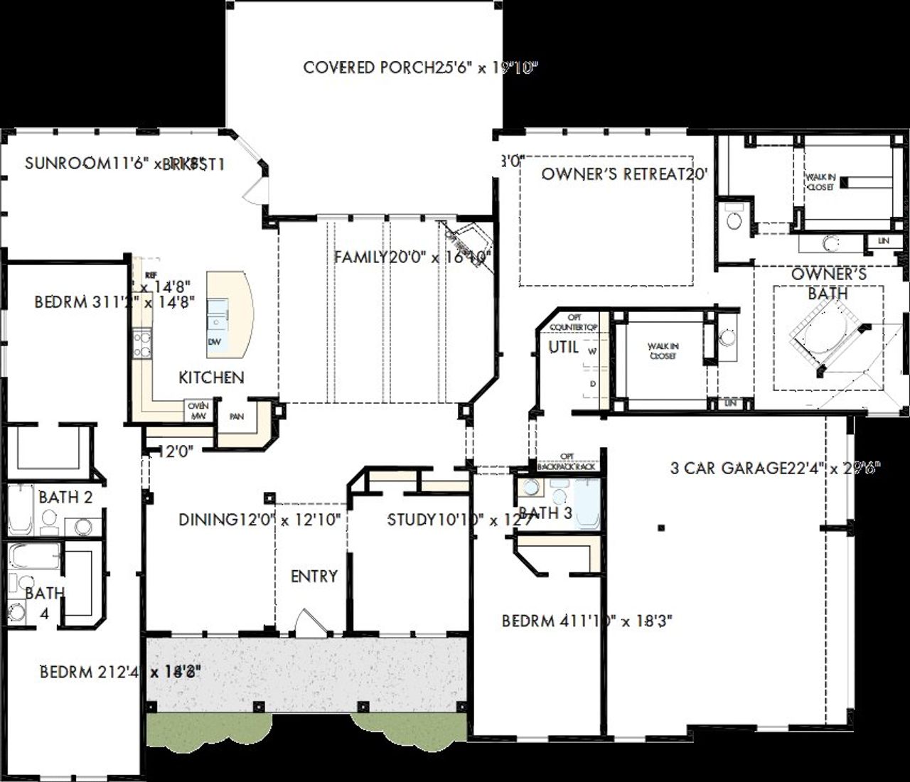 2D floor plan layout of this home in Megans Landing – Half-Acre Homesites, Castroville, TX (Image 2).