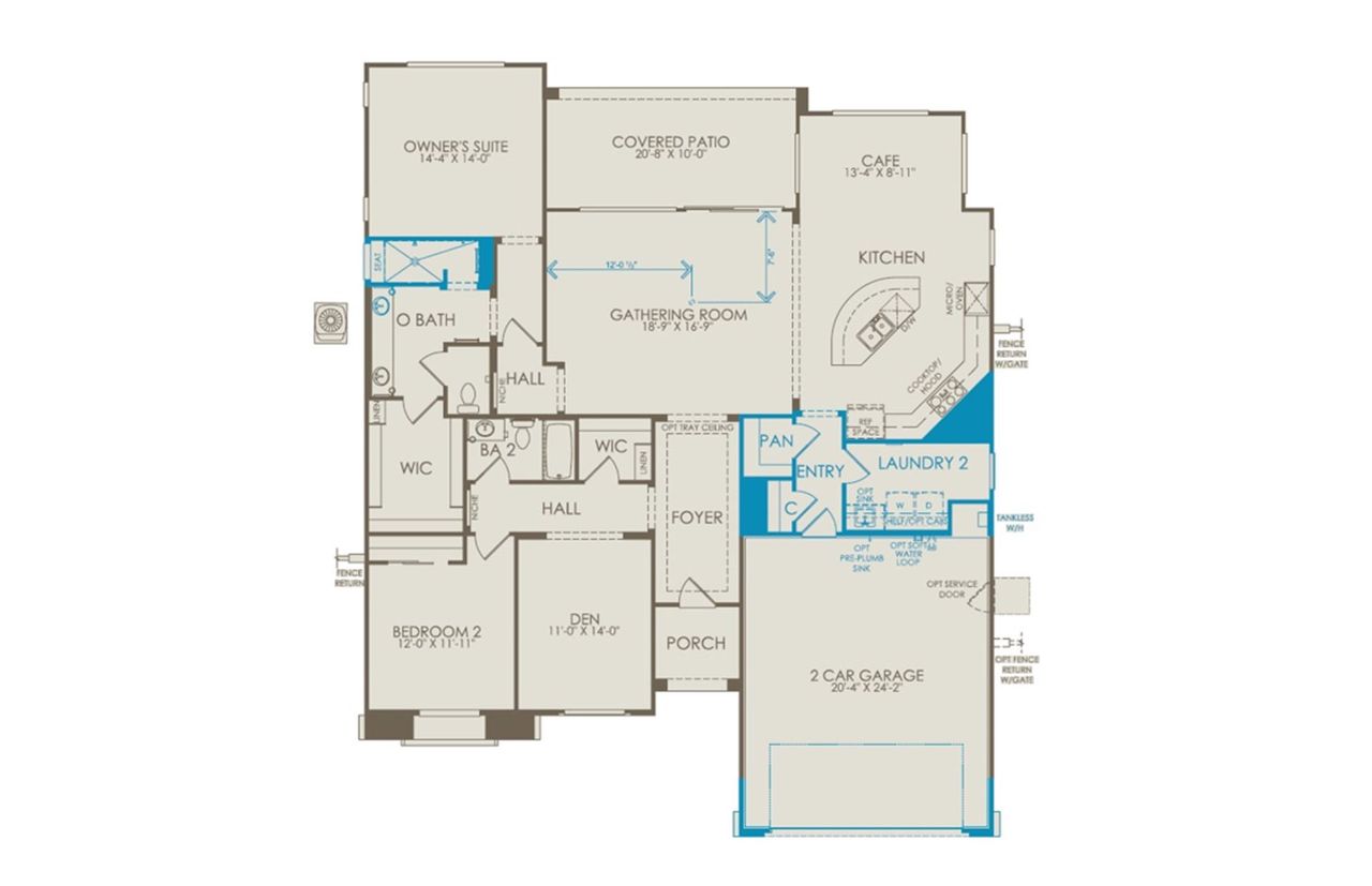 2D floor plan layout of this home in Del Webb at Rocking K, Tucson, AZ (Image 2).
