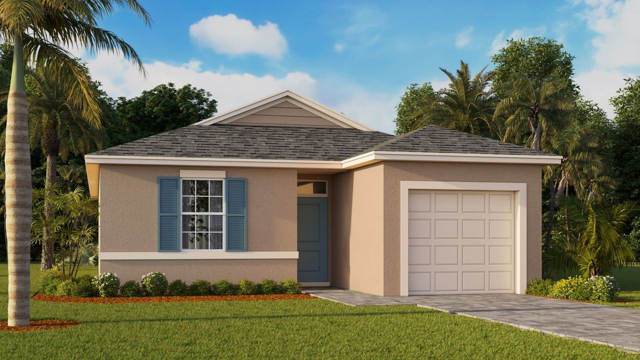 Representative exterior photo of a completed home built from the KEYSTONE by D.R. Horton in LaBelle Homes, Lehigh Acres, FL (Image 2).