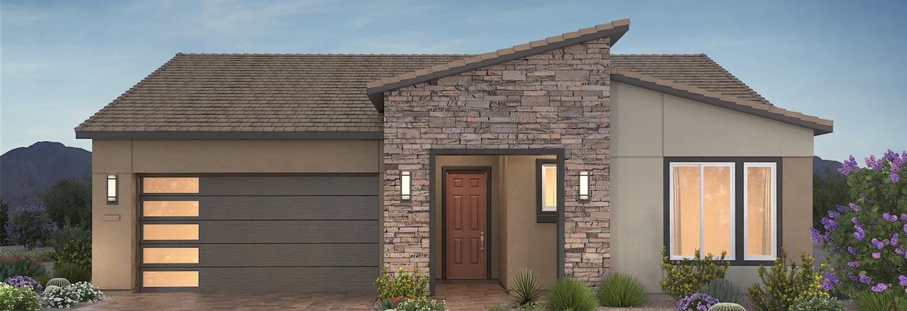 Front exterior of a new home in Ridgecrest™—a Trilogy® Boutique Community™, Peoria, AZ, highlighting curb appeal (Image 2).