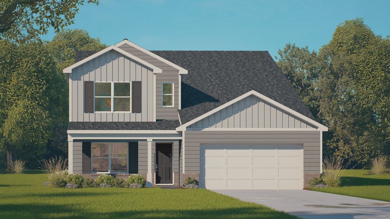 Representative exterior photo of a completed home built from the SALEM - Express by D.R. Horton in Bynum Farms, Farmville, NC (Image 2). Representative exterior photo of a completed home built from the SALEM - Express by D.R. Horton in Bynum Farms, Farmville, NC (Image 2).