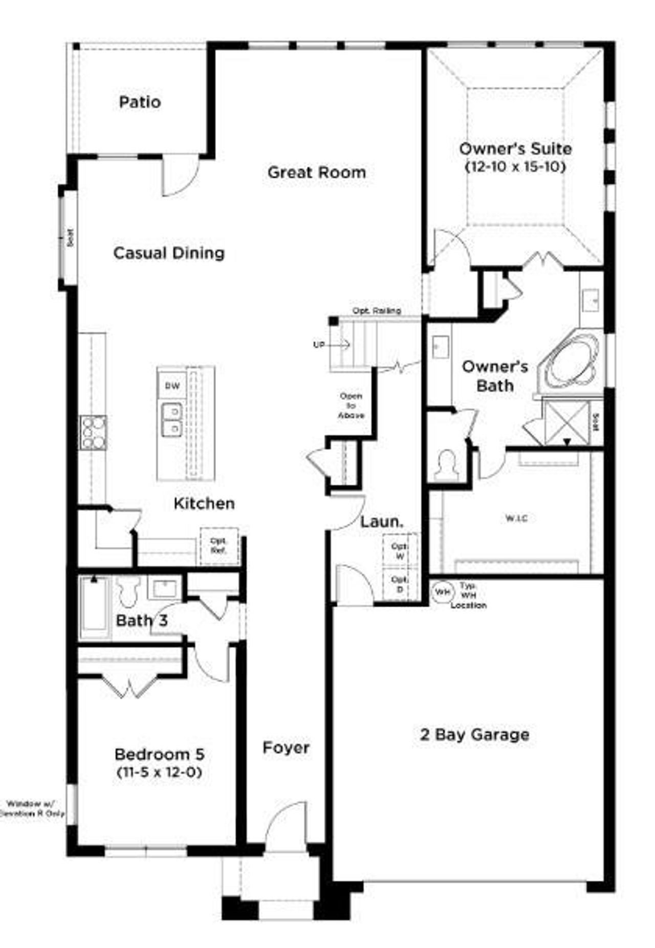 2D floor plan layout of this home in Sunfield, Buda, TX (Image 2).