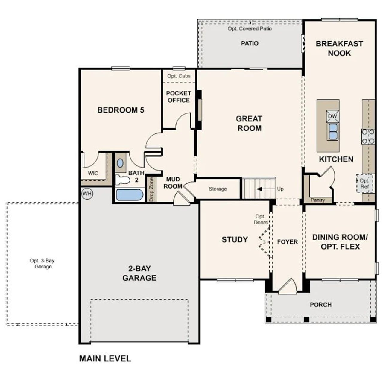 2D floor plan layout for the Sapling by Century Communities in Echo Grove, Cumming, GA (Image 2).
