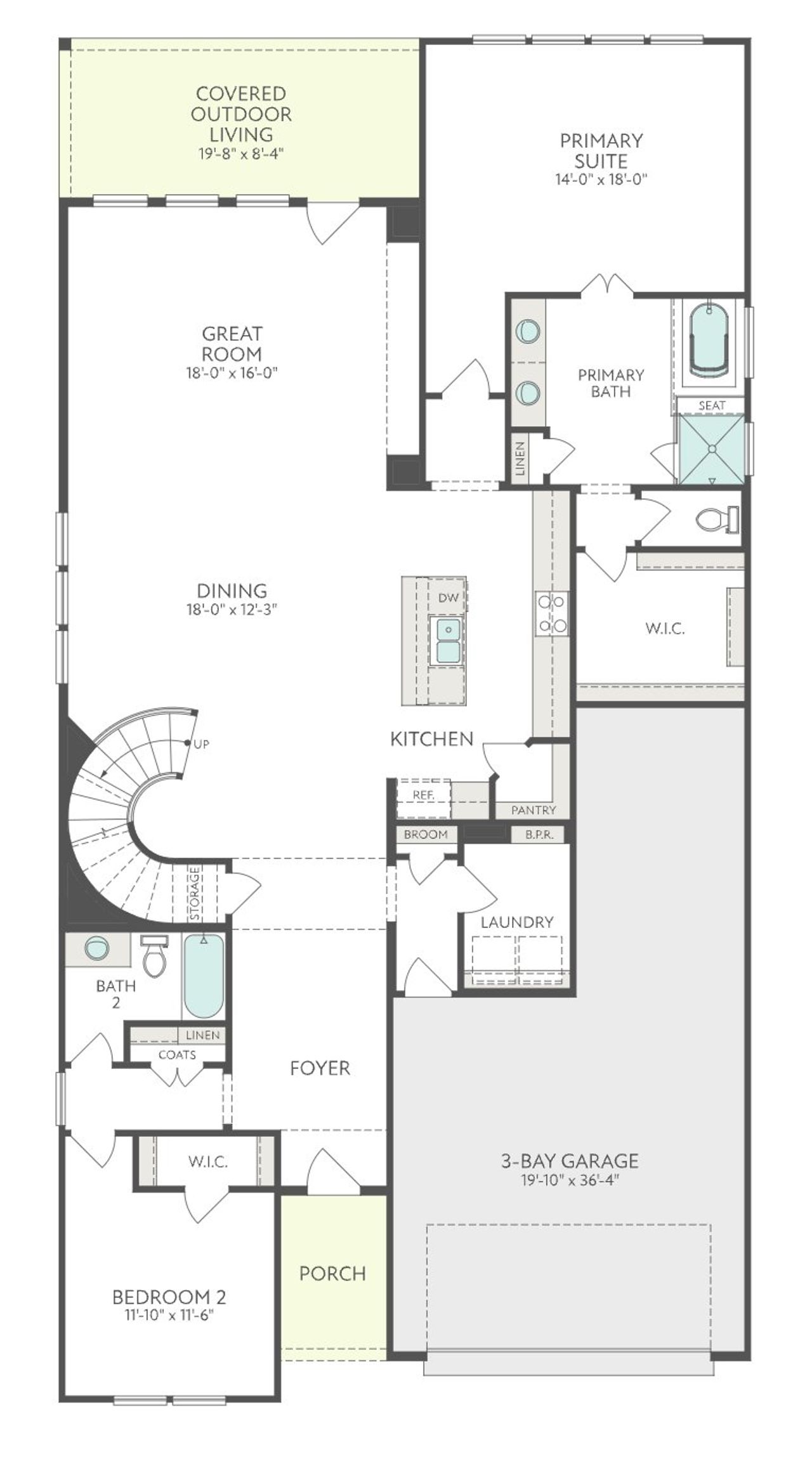 2D floor plan layout for the Downy by Tri Pointe Homes in Tompkins Reserve, Katy, TX (Image 2).