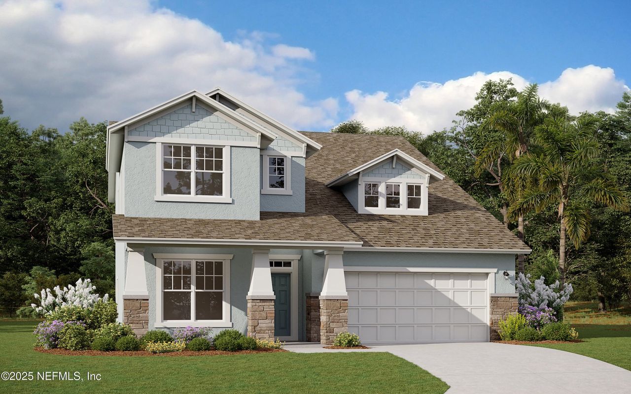 Front exterior of a new home in Brook Forest, St. Augustine, FL, highlighting curb appeal (Image 2).