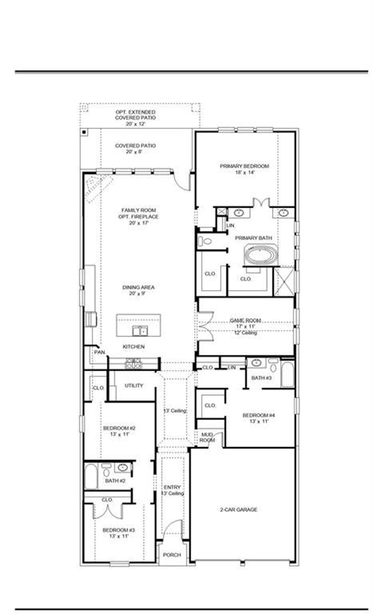 2D floor plan layout of this home in Eliana, McKinney, TX (Image 2).