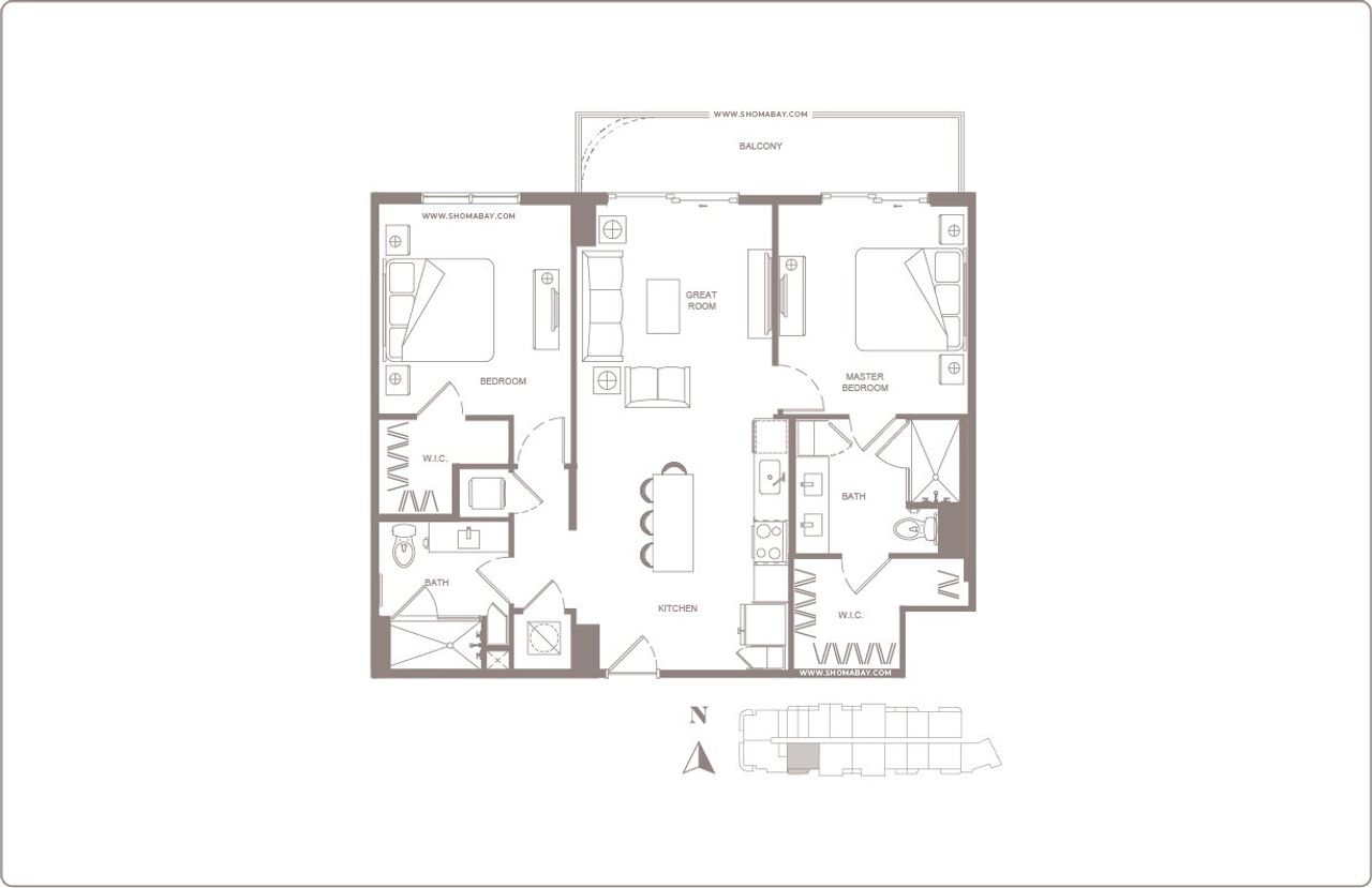 2D floor plan layout for the B1 by Shoma Group in Shoma Bay, North Bay Village, FL (Image 2). 2D floor plan layout for the B1 by Shoma Group in Shoma Bay, North Bay Village, FL (Image 2).