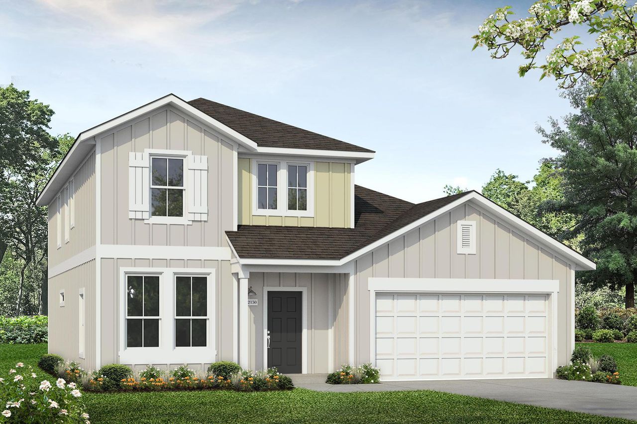 Representative exterior photo of a completed home built from the 2051 by Brohn Homes in Cloverleaf, Austin, TX (Image 2). Representative exterior photo of a completed home built from the 2051 by Brohn Homes in Cloverleaf, Austin, TX (Image 2).