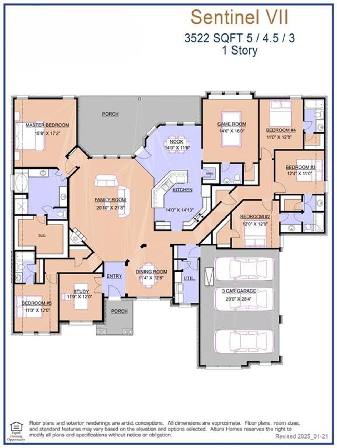2D floor plan layout of this home in Berkshire Estates, Mesquite, TX (Image 2).