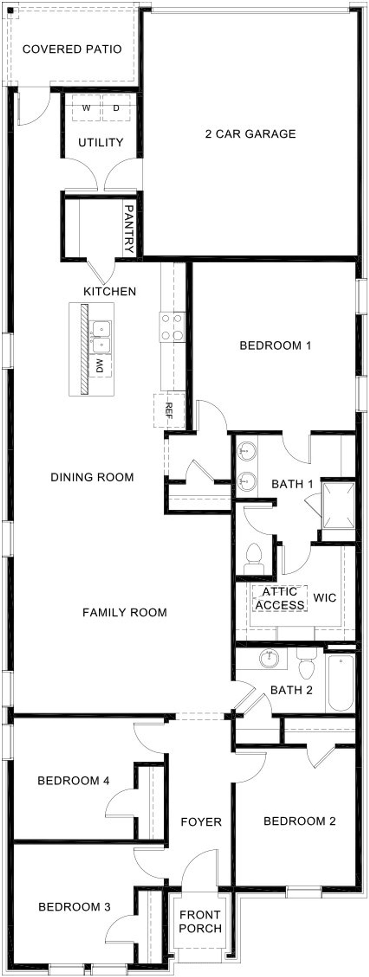2D floor plan layout for the Charlotte by D.R. Horton in Lilybrooke at Legacy Hills, Celina, TX (Image 2). 2D floor plan layout for the Charlotte by D.R. Horton in Lilybrooke at Legacy Hills, Celina, TX (Image 2).
