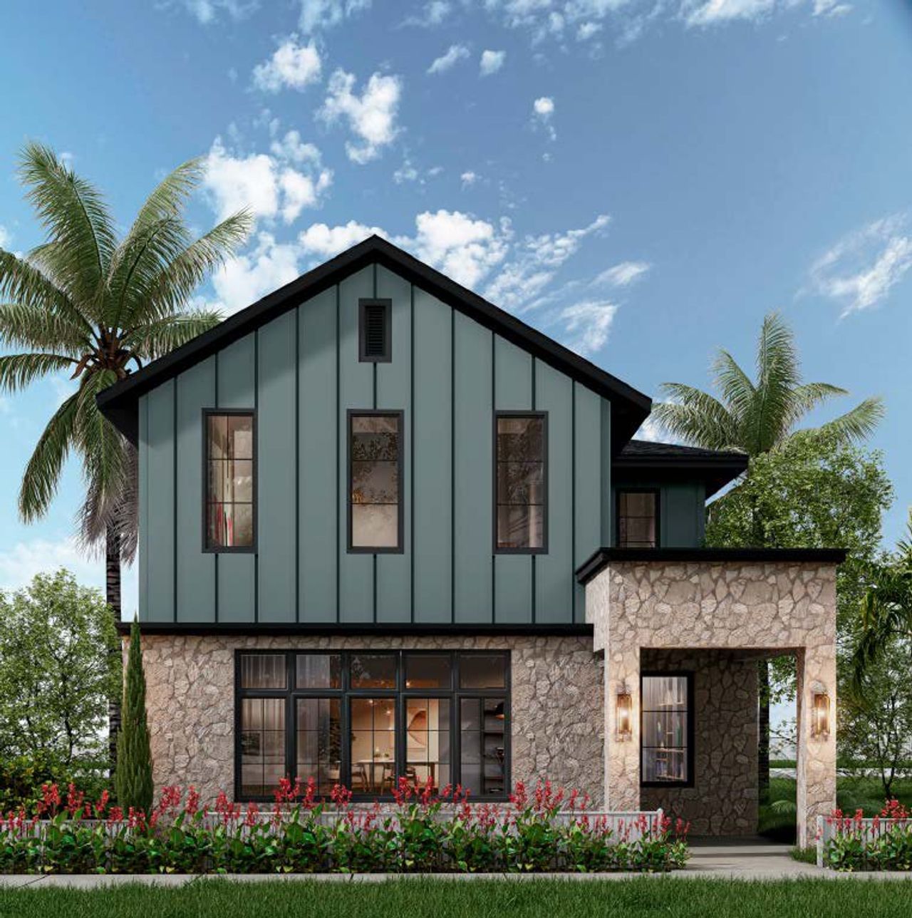 Representative exterior photo of a completed home built from the Palmetto 3109L by Davila Homes Construction in Lakeview Village Estates, Winter Garden, FL (Image 2). Representative exterior photo of a completed home built from the Palmetto 3109L by Davila Homes Construction in Lakeview Village Estates, Winter Garden, FL (Image 2).