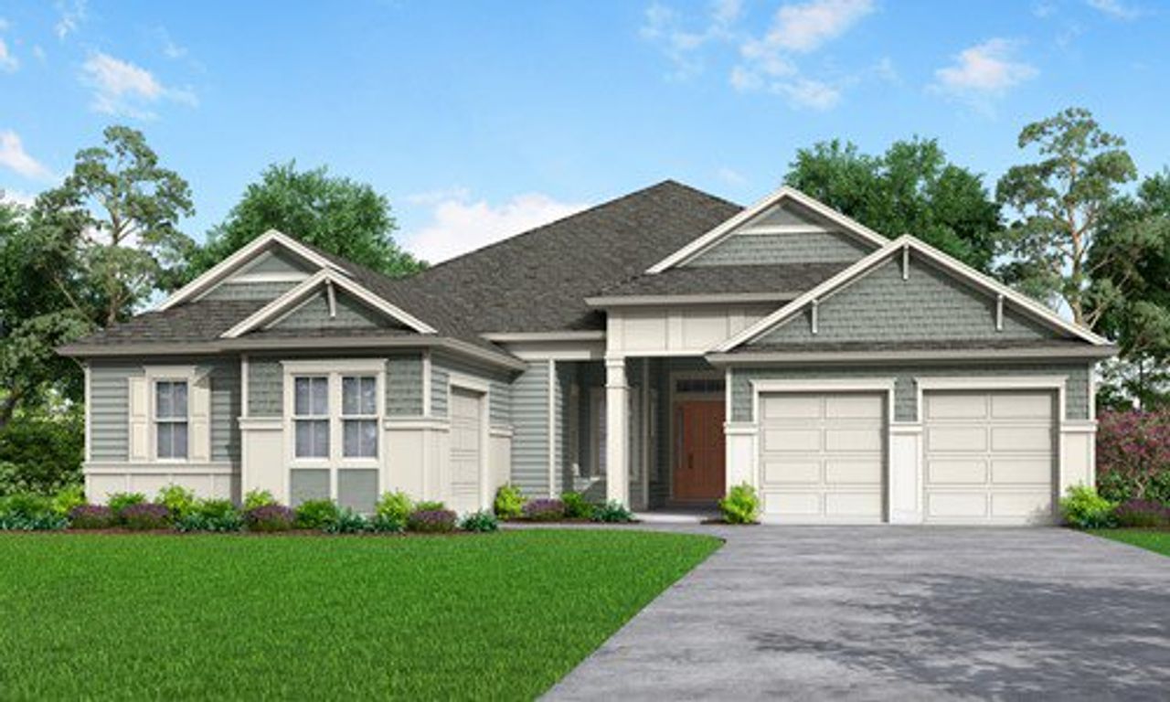 Representative exterior photo of a completed home built from the Avalon 3205 by Dostie Homes in Marshes of Madeira, St. Augustine, FL (Image 2).