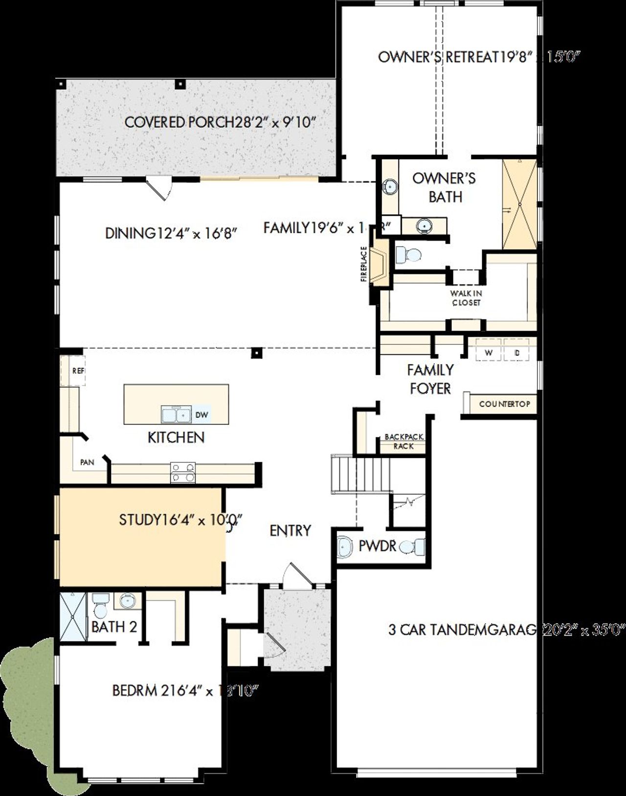 2D floor plan layout of this home in Wolf Ranch – West Bend, Georgetown, TX (Image 2).