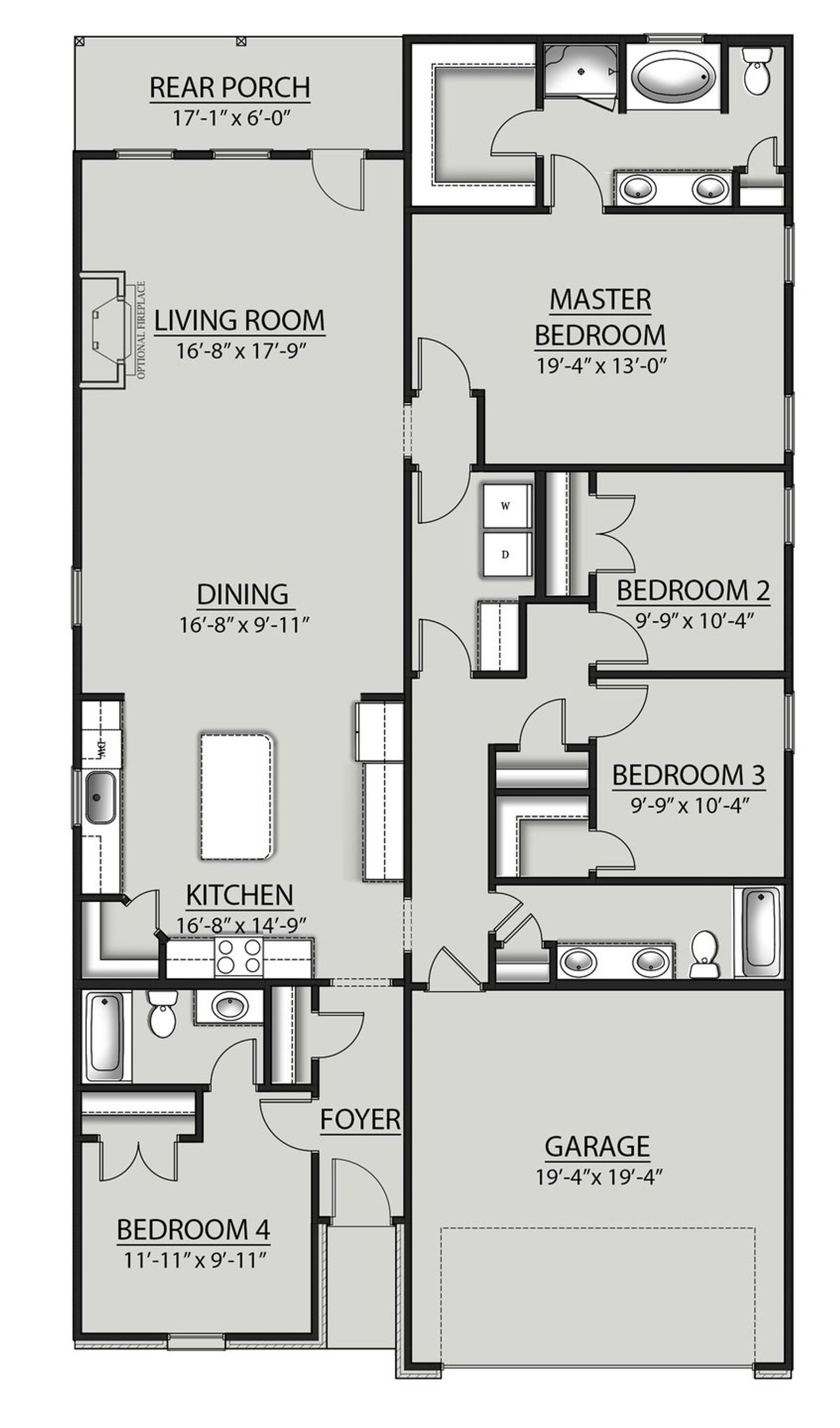 2D floor plan layout for the Fremont III V by DSLD Homes in Mostyn Springs, Magnolia, TX (Image 2).