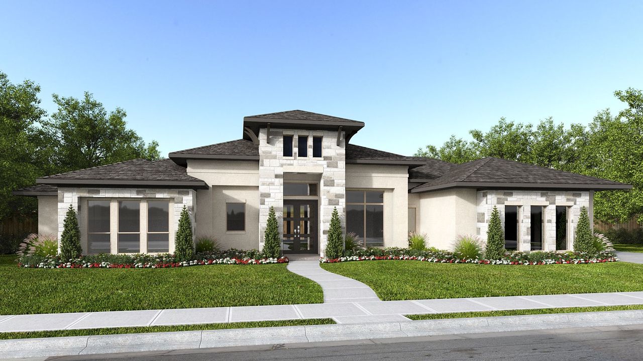 Representative exterior photo of a completed home built from the 3168A by Perry Homes in Megan's Landing 1/2 Acre, Castroville, TX (Image 2). Representative exterior photo of a completed home built from the 3168A by Perry Homes in Megan's Landing 1/2 Acre, Castroville, TX (Image 2).