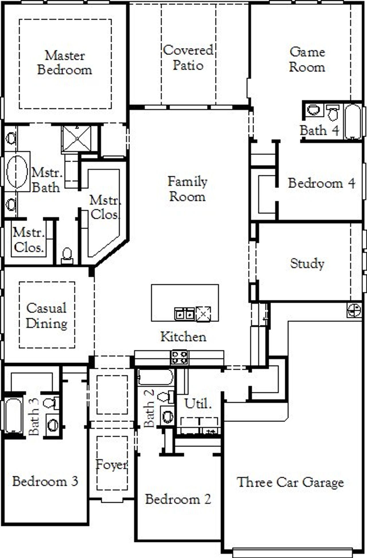 2D floor plan layout for the Hideaway - 75 Homesites by Coventry Homes in Homestead, Schertz, TX (Image 2).