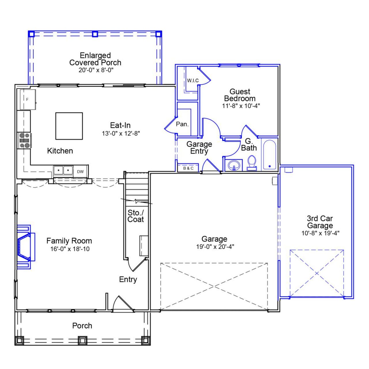 2D floor plan layout of this home in Indigo at Abbey Preserve, Wilmington, NC (Image 2).