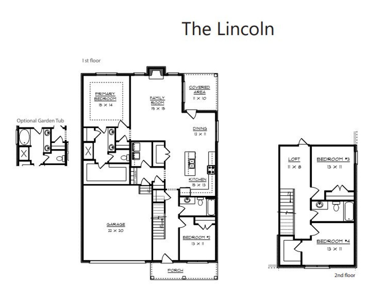 2D floor plan layout for the Lincoln by Southeastern Building Corporation in The Paddock Courtyard, Bungalow, & Villa Homes, Gallatin, TN (Image 2).