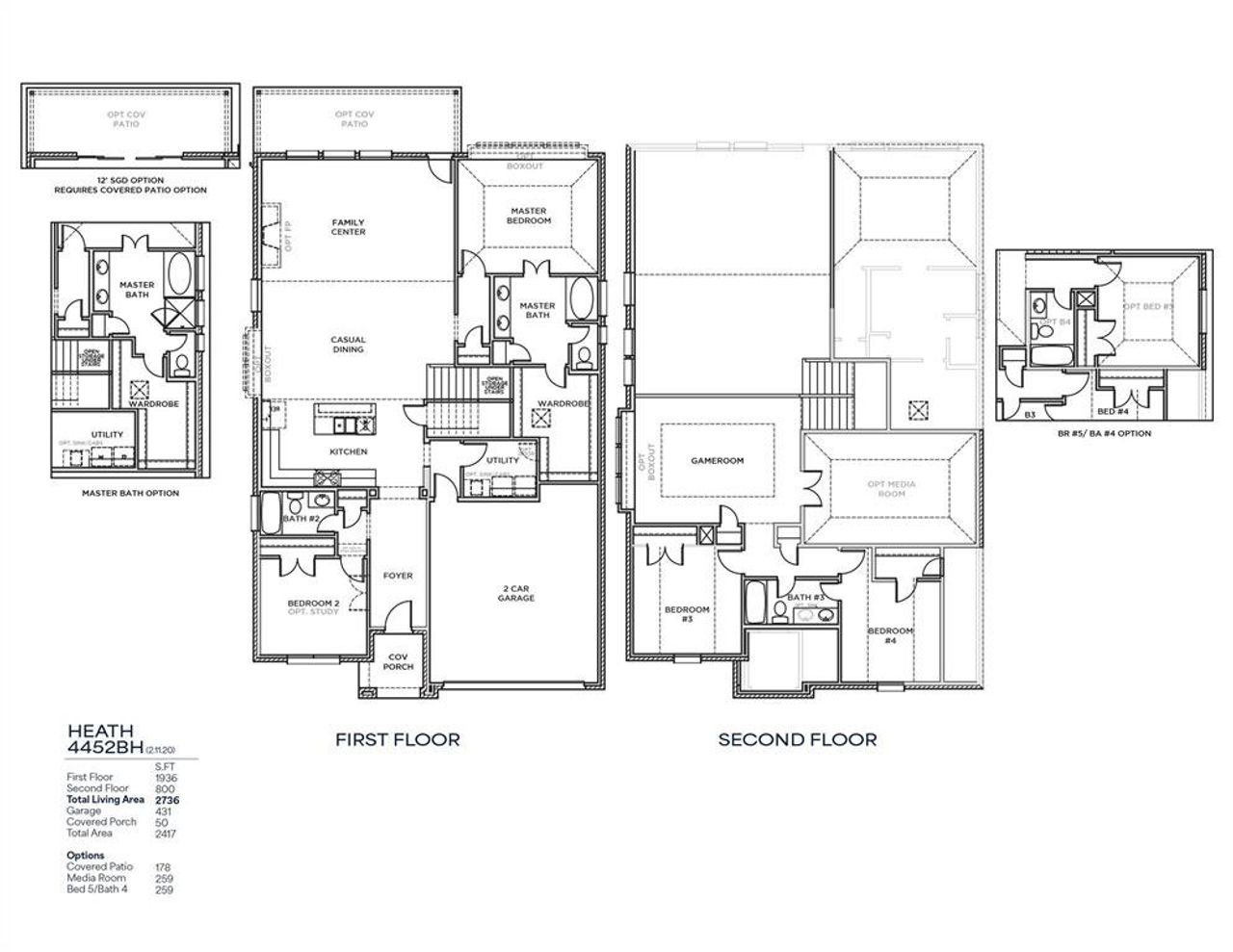 2D floor plan layout of this home in Brookhollow West, Prosper, TX (Image 2).