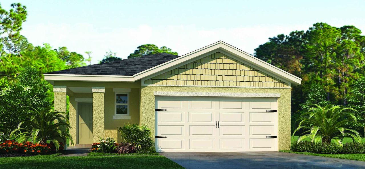 Front exterior of a new home in Kindred, Kissimmee, FL, highlighting curb appeal (Image 2).