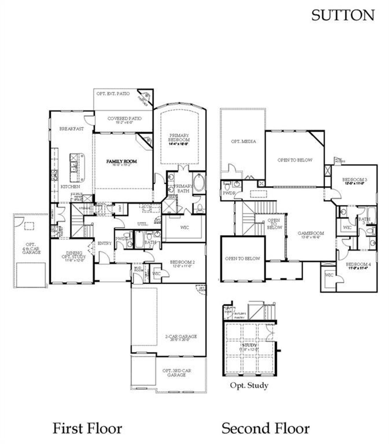 2D floor plan layout of this home in Estates at Rockhill, Frisco, TX (Image 2).