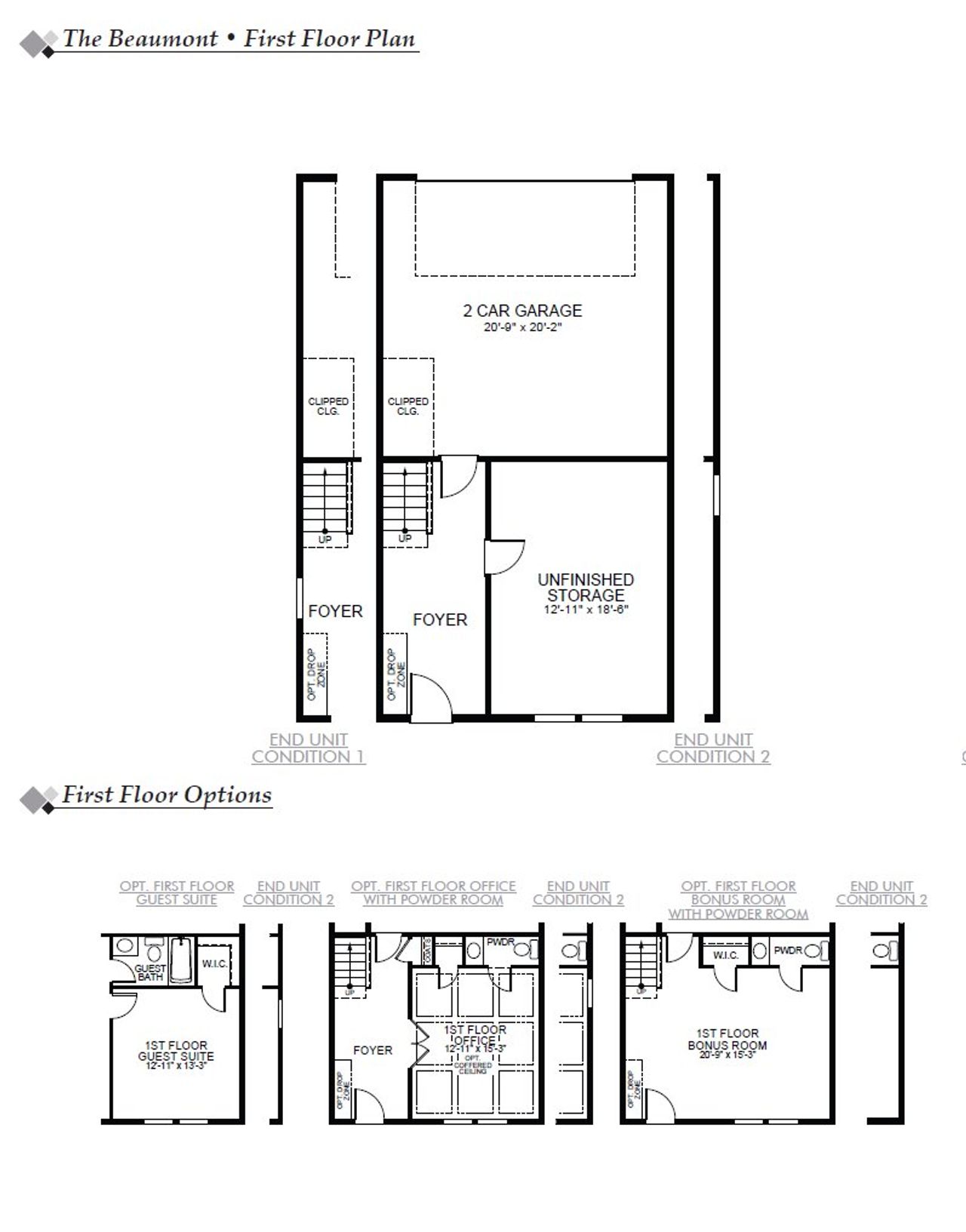 2D floor plan layout of this home in Bryton Crossing Townhomes, Huntersville, NC (Image 2).