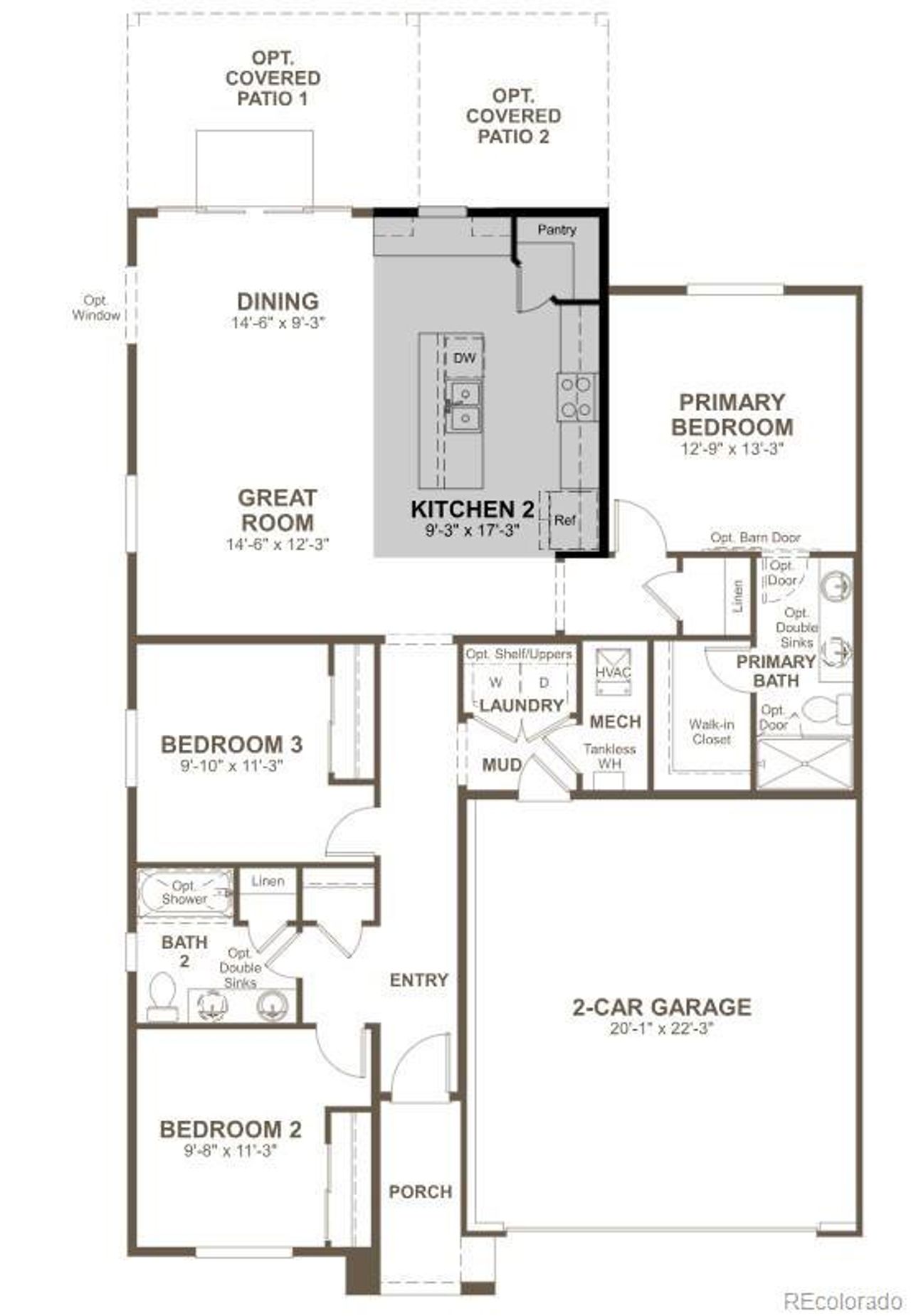 2D floor plan layout of this home in Skyview at High Point, Aurora, CO (Image 2).
