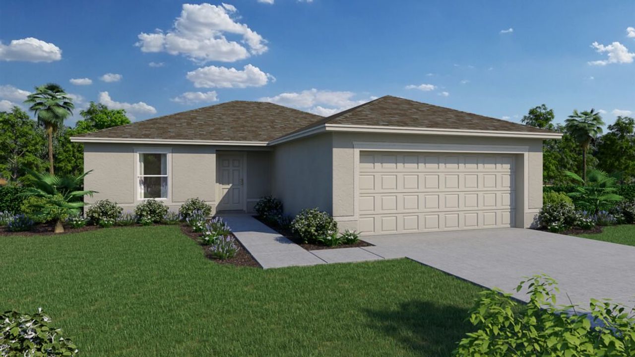 Representative exterior photo of a completed home built from the Pindo by Holiday Builders in Mallard Landing, Okeechobee, FL (Image 2).