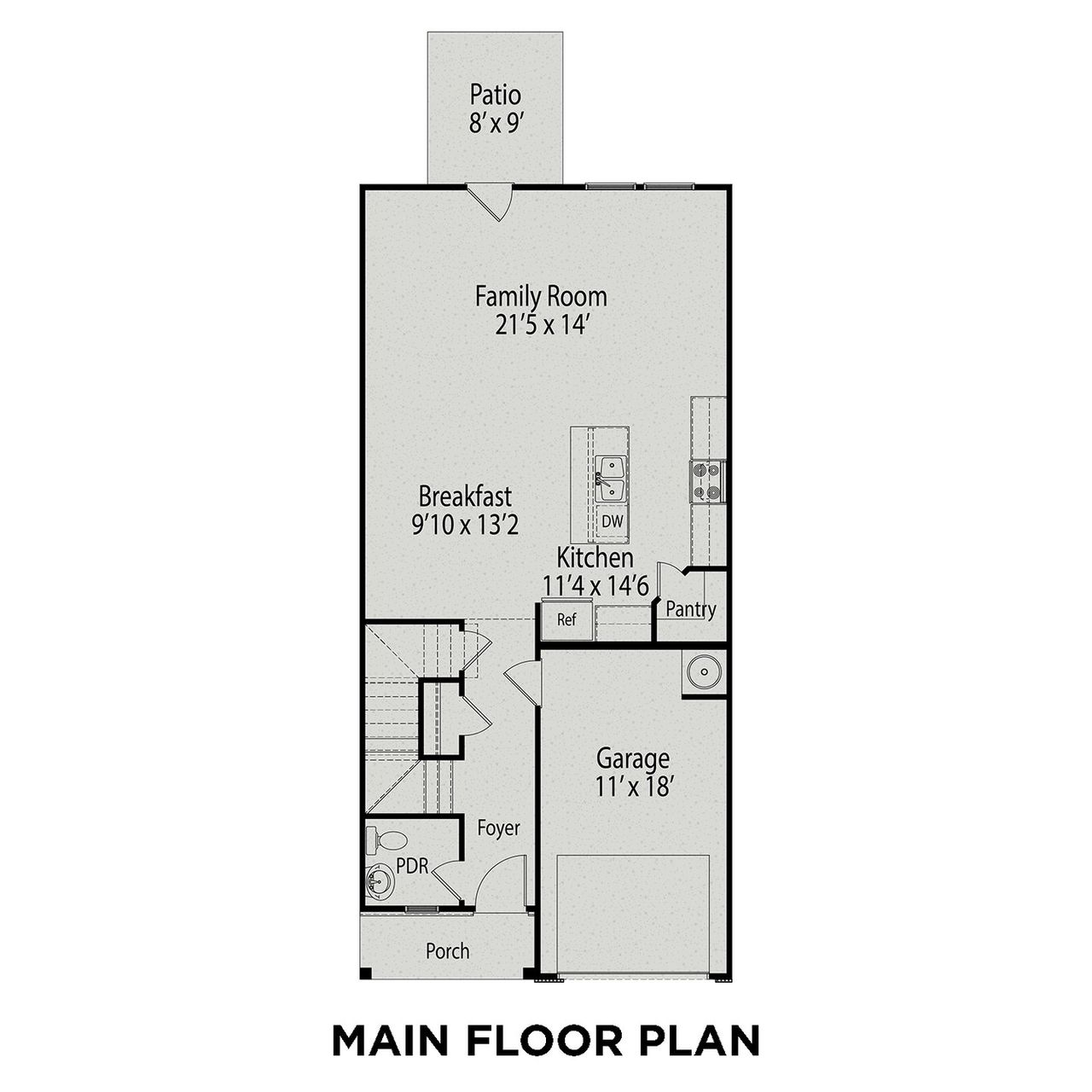 2D floor plan layout for the The Warren by Davidson Homes LLC in Gregory Village Townhomes, Lillington, NC (Image 2).