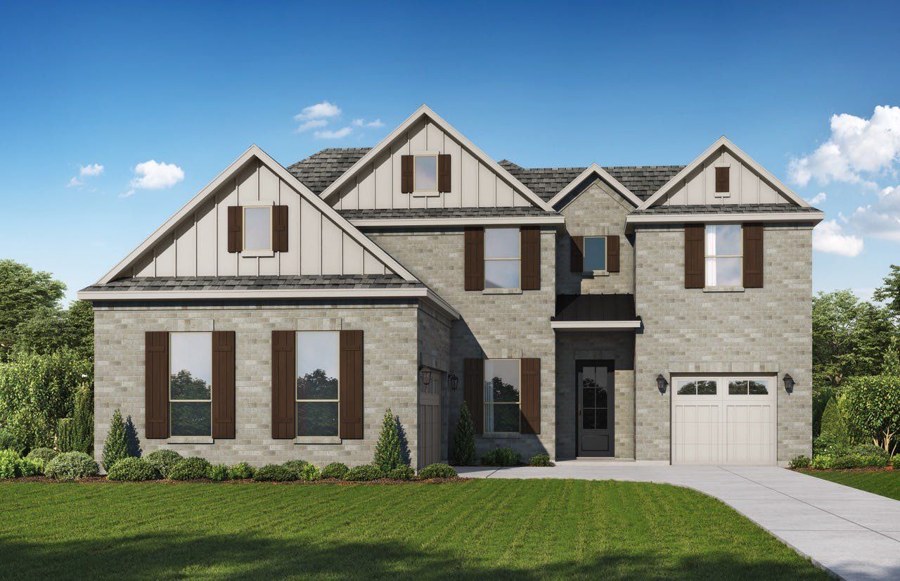 Front exterior of a new home in Park Trails, Forney, TX, highlighting curb appeal (Image 2).