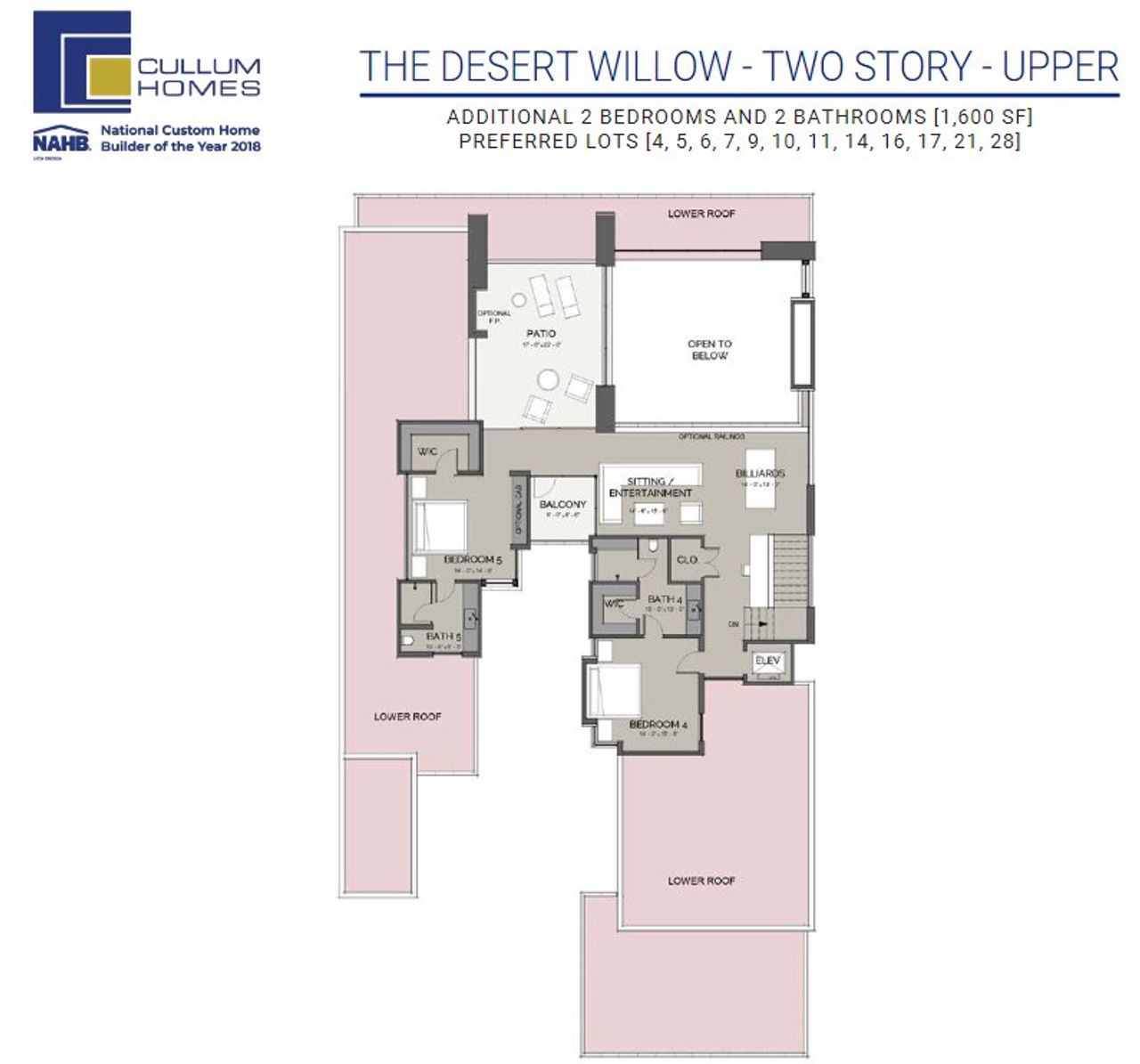 2D floor plan layout for the Desert Willow by Cullum Homes in Village at Seven Desert Mountain, Scottsdale, AZ (Image 2).