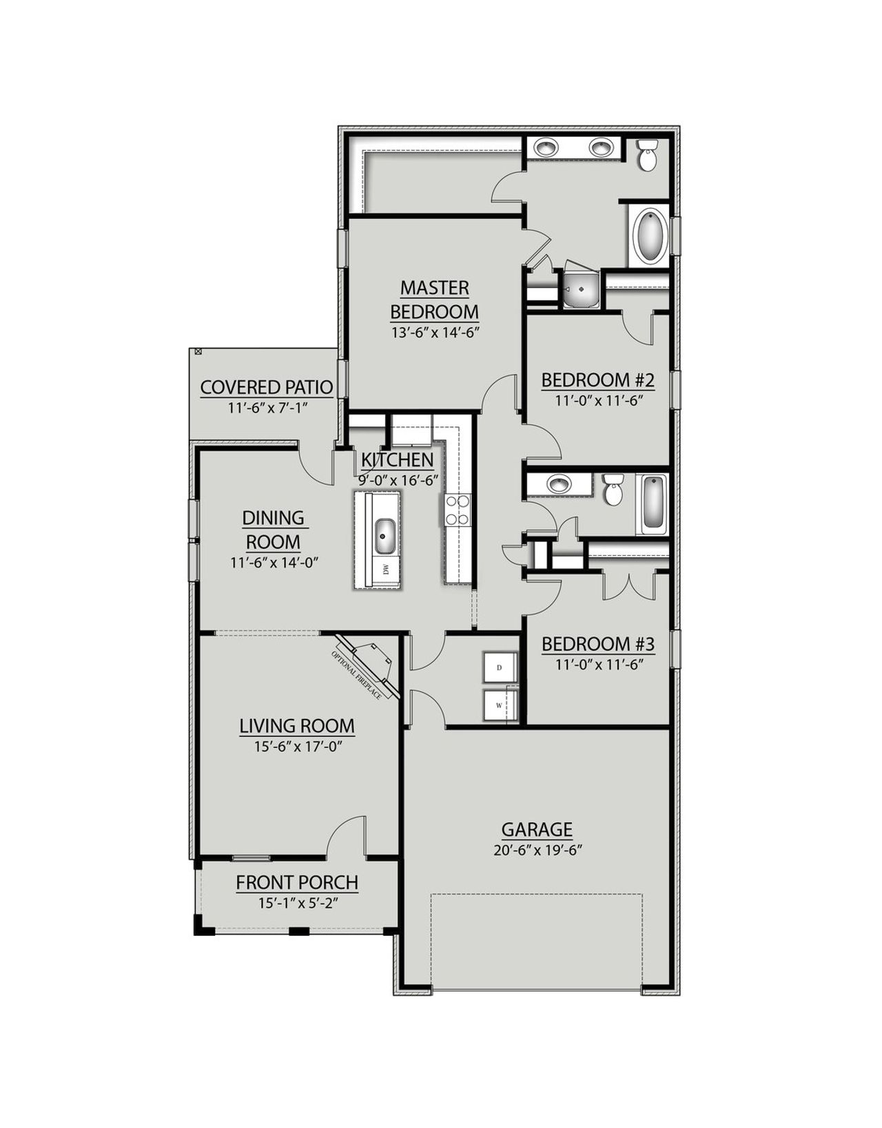 2D floor plan layout for the Frazier V G by DSLD Homes in The Bluffs at Lafayette, Freeport, FL (Image 2).
