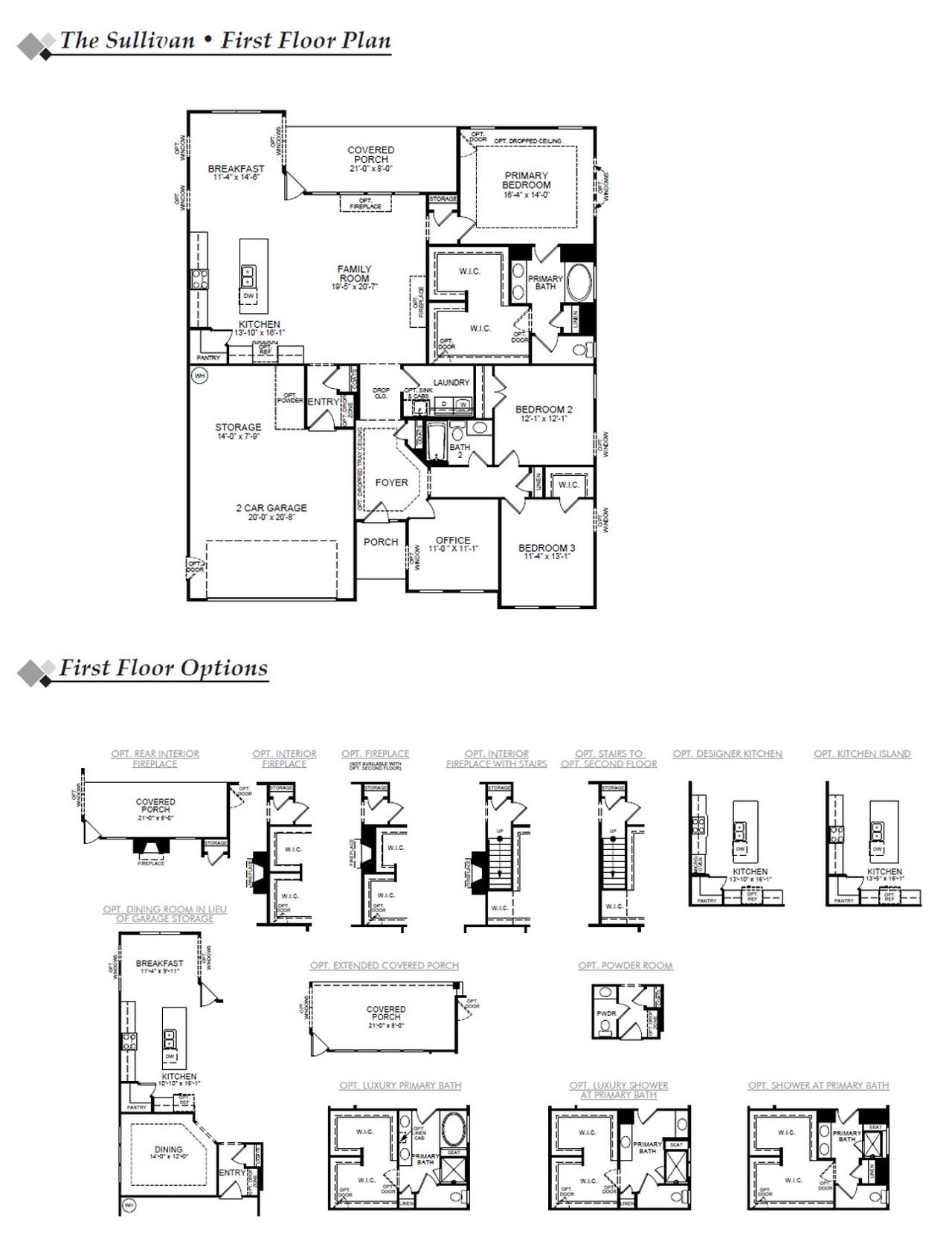 2D floor plan layout of this home in The Enclave at French Quarter Creek, Huger, SC (Image 2).