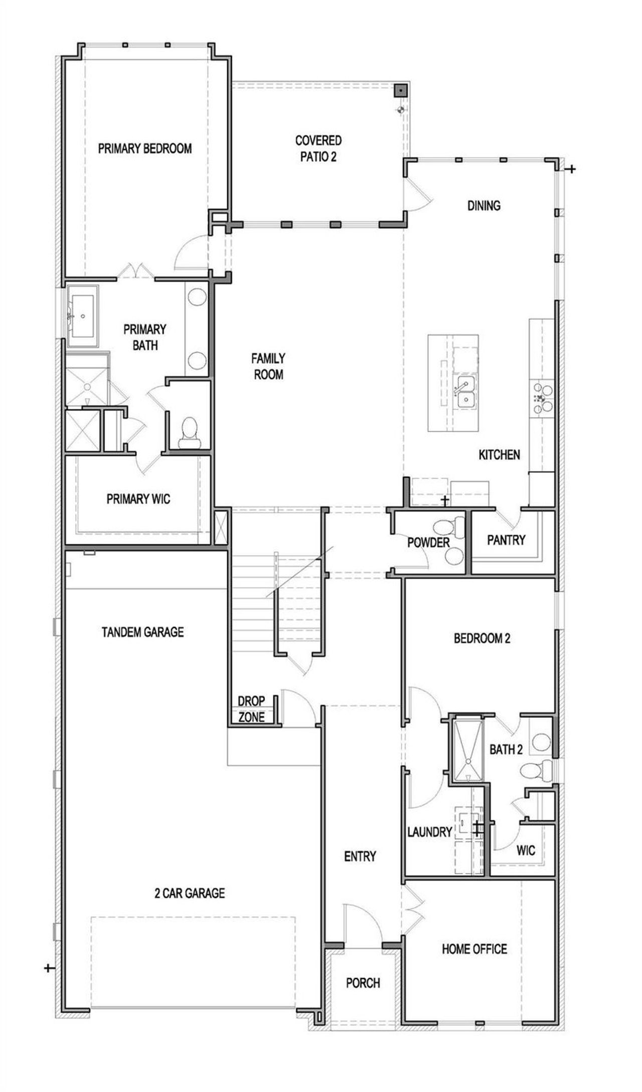 2D floor plan layout of this home in Blackhawk, Pflugerville, TX (Image 2).