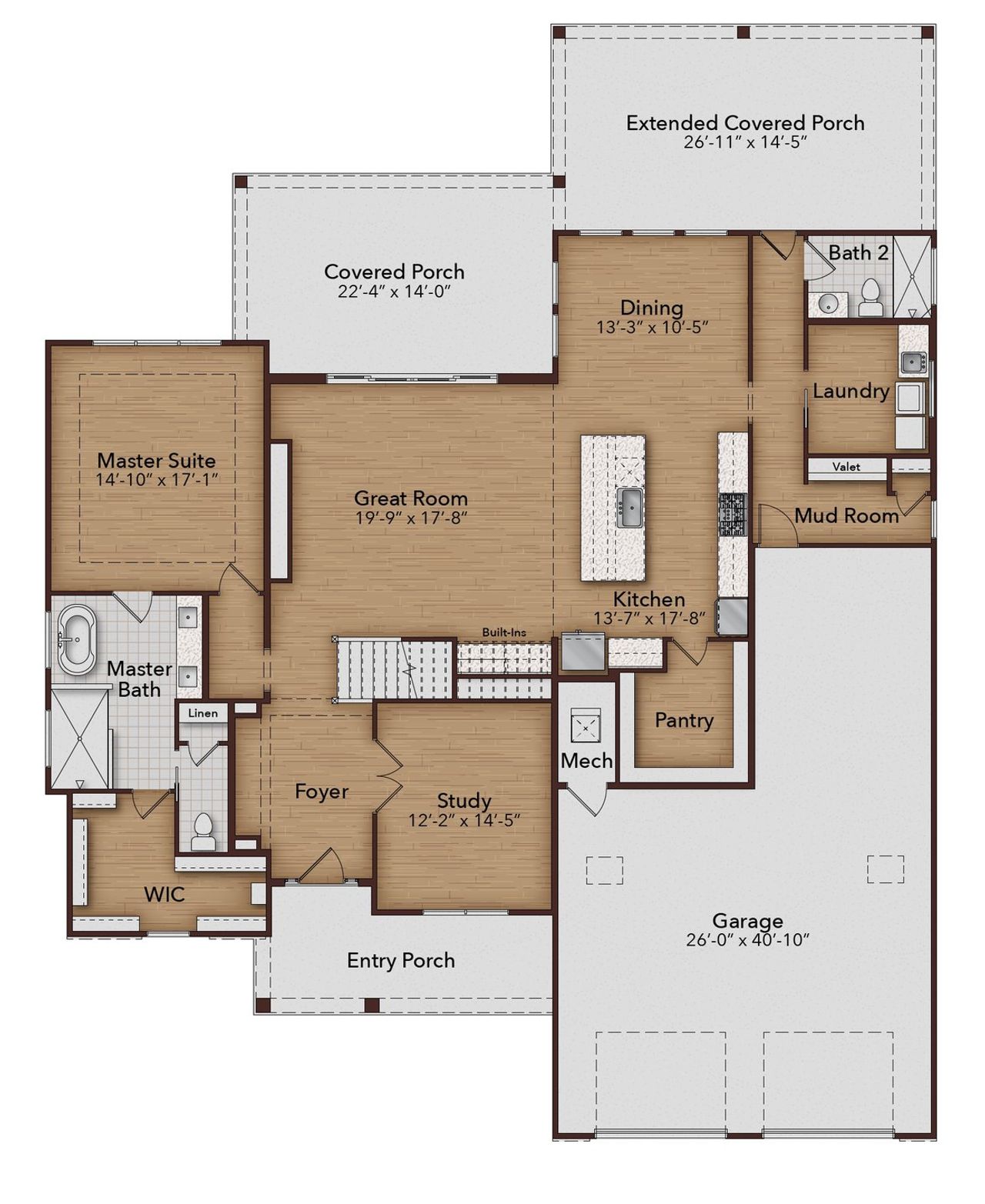 2D floor plan layout for the Mirador by GW Homes in Laureate Village, Newberry, FL (Image 2).