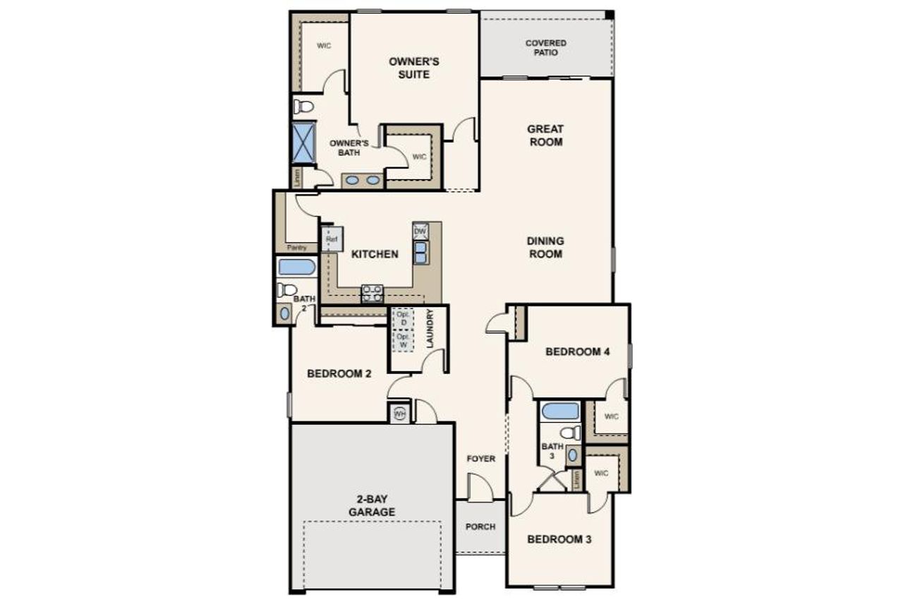 2D floor plan layout for the Buckhorn by Century Complete in Beaver Creek Preserve, Rimrock, AZ (Image 2).