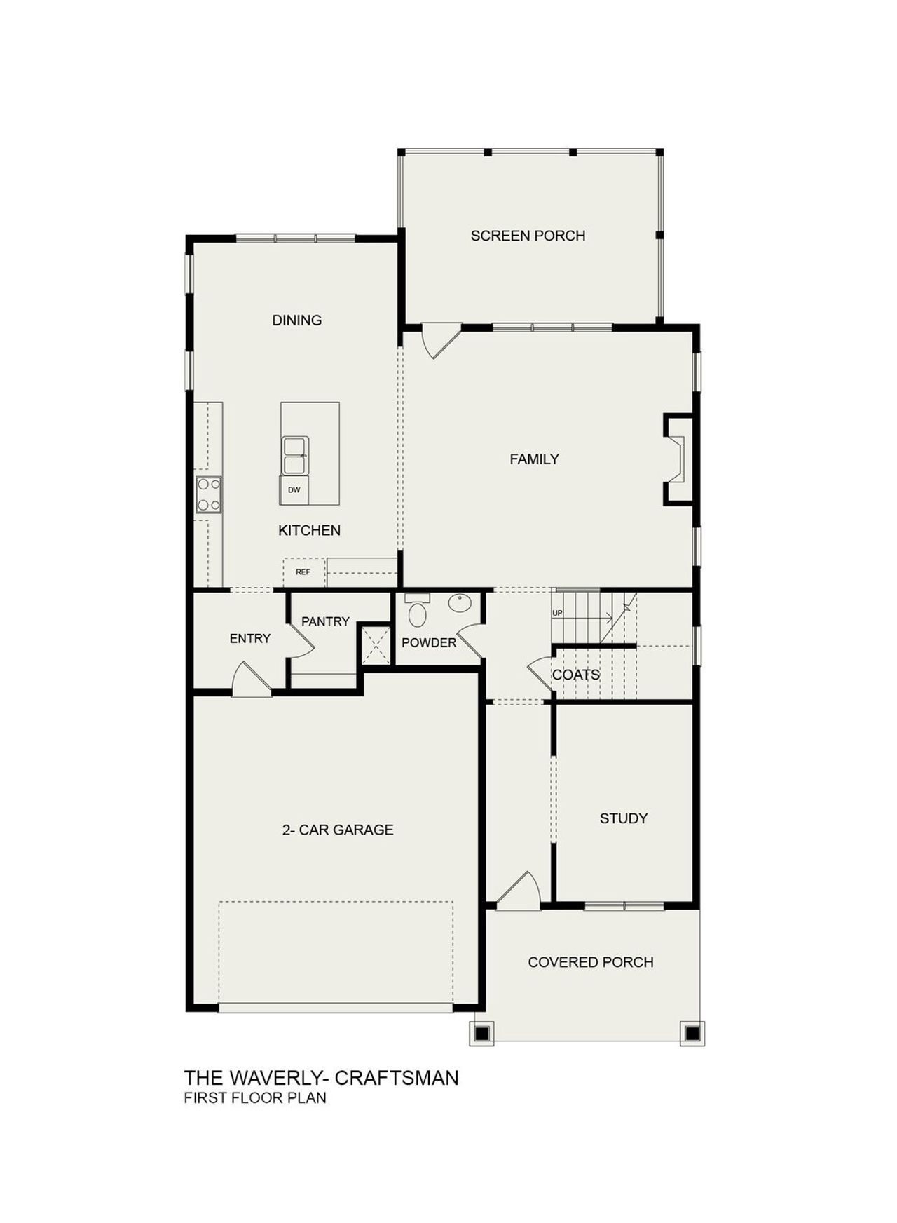 2D floor plan layout for the Waverly Craftsman by Homes by Dickerson in Ponder, Wendell, NC (Image 2).