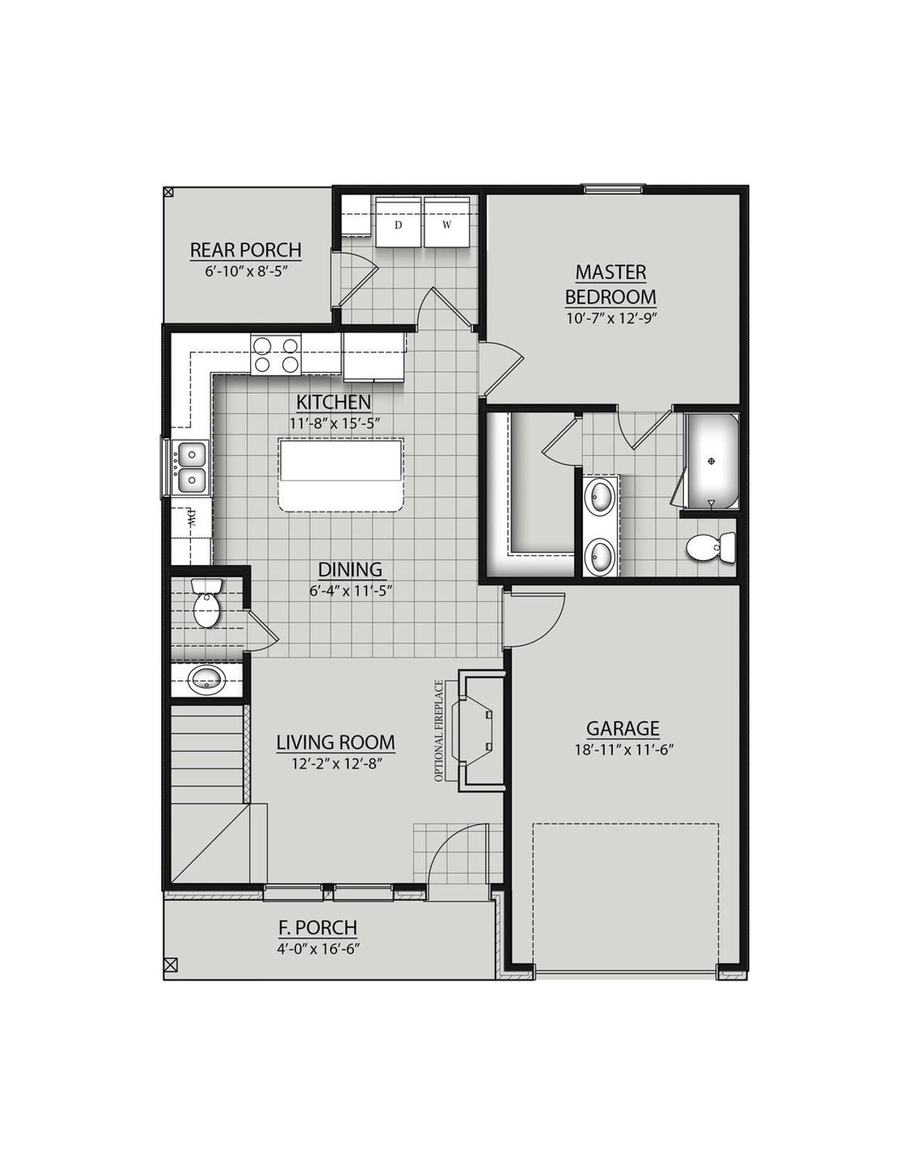 2D floor plan layout for the Leland II H by DSLD Homes in Hickory Cove, Burns, TN (Image 2).