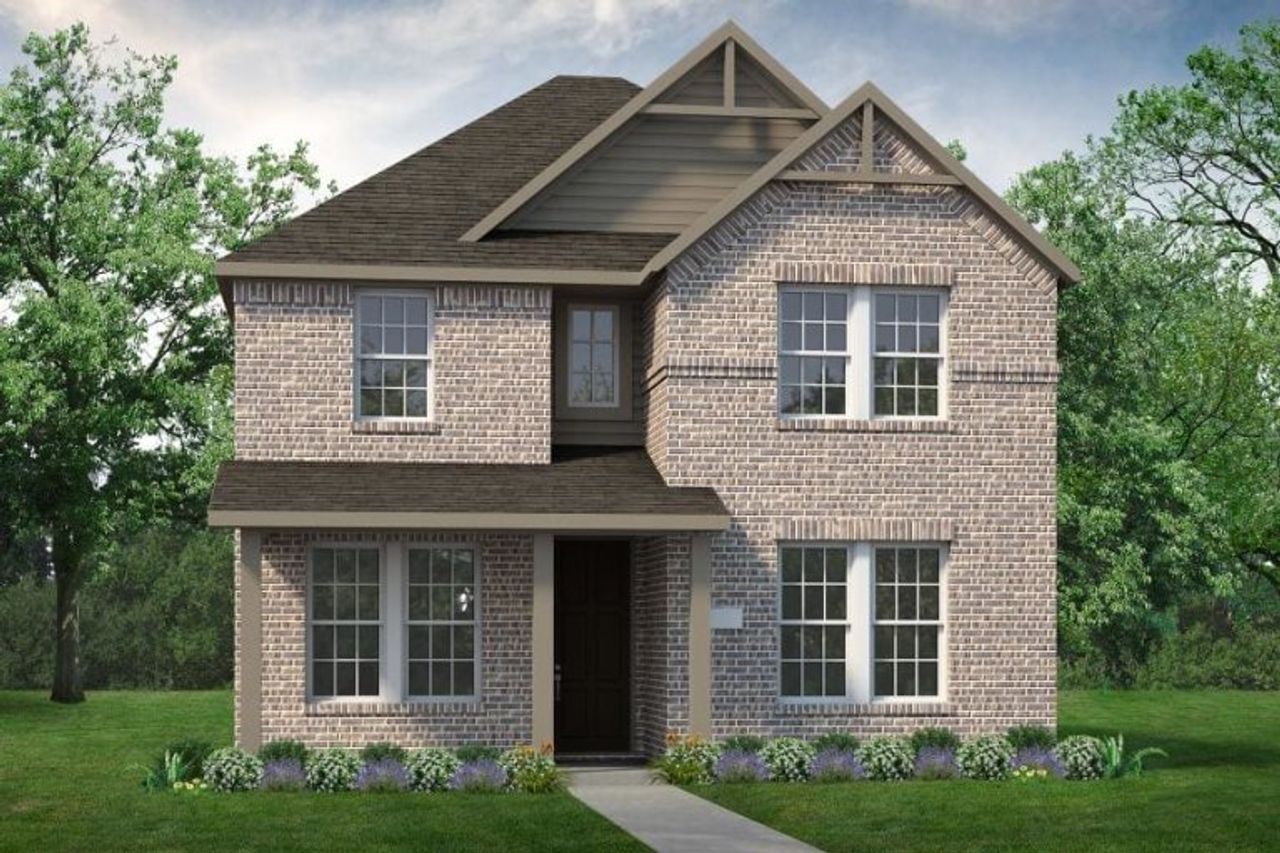 Representative exterior photo of a completed home built from the Seguin by UnionMain Homes in Edgewater, Fate, TX (Image 2).