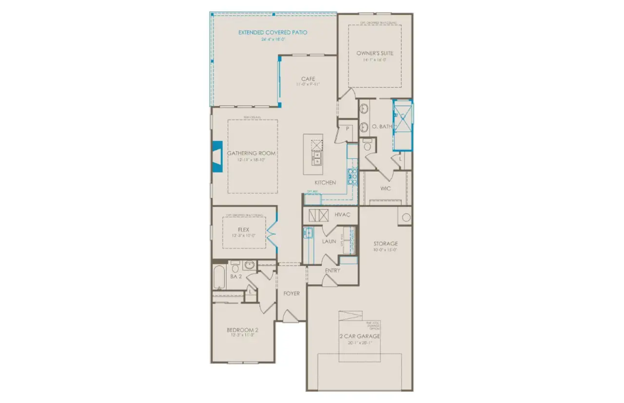 2D floor plan layout of this home in Del Webb Southern Harmony, Murfreesboro, TN (Image 2).
