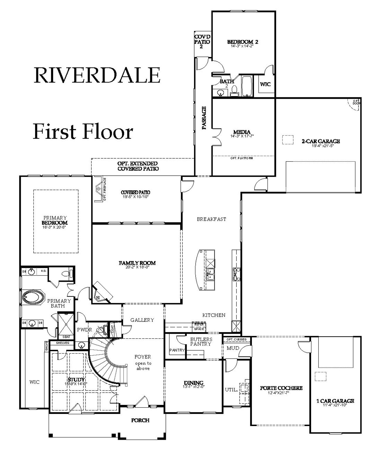 2D floor plan layout for the Riverdale by Windsor Homes in Las Brisas at Stoney Creek, Sunnyvale, TX (Image 2). 2D floor plan layout for the Riverdale by Windsor Homes in Las Brisas at Stoney Creek, Sunnyvale, TX (Image 2).
