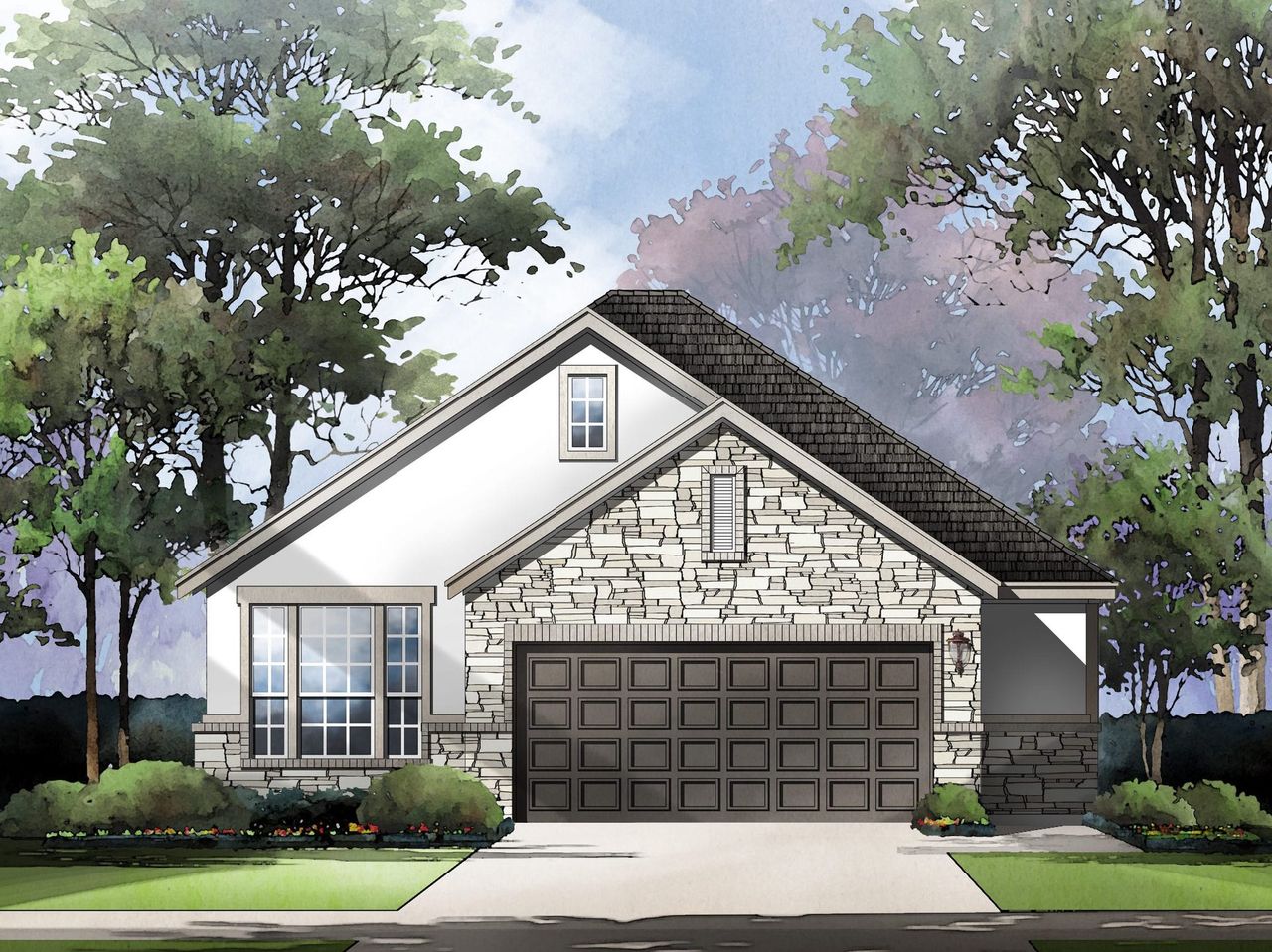 Representative exterior photo of a completed home built from the Belmont by Sitterle Homes in Willis Ranch, San Antonio, TX (Image 2). Representative exterior photo of a completed home built from the Belmont by Sitterle Homes in Willis Ranch, San Antonio, TX (Image 2).